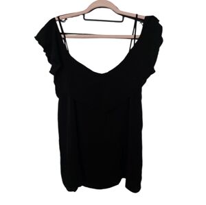 Old Navy Black Ruffle Cold Shoulder Blouse